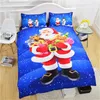 Set biancheria da letto natalizia 3D 3 pezzi / set Copripiumino Federe Babbo Natale Pupazzo di neve Decorazione natalizia Regalo di Natale WX9-1026