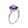 8 * 10mm Amethyst Varumärke Smycken Damer 925 Sterling Silver Square Ringar Högkvalitativ förlovningsring Storlek 5-10