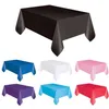 Nappe jetable en plastique, couleur unie, couverture de Table rectangulaire pour fête d'anniversaire et de mariage, tissu de bureau, vente, 1 pièce, 137x183cm