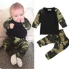 赤ちゃん男の子陸軍衣料品セットファシオン幼児服セット幼児長袖Tシャツと迷彩パンツスーツ