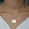 Collar de monedas de oro a la moda, collares con colgantes rellenos de oro clásicos grabados con estrella de luna chapada en discoteca para mujer