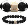 Moda 8MM Natural Preto Lava pedra quadrado pulseira turquesa Beads amantes Pulseiras Presentes Homens Mulheres