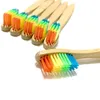 Brosse à dents en bois de bambou naturel Nano brosses à dents écologiques brosse dentaire à poils souples colorés brosse à dents au charbon de bois de voyage9535734