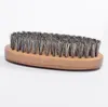 New Boar Hair Bristle Beard Mustache Brush Military Hard Round Wood Handle Antistatic Peach Comb Hairdressing Tool for Men gi1182586