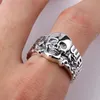 REAL 925 Sterling Silver Skull Ring Skeleton European Punk Cool Street Style for Men Fashion Jewelry223n