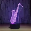 Saxophone USB 3D Lamp LED Night Light 7 Colors Touch Lights Bedroom Sleeping Christmas Decoration Free Shipping #T56