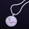 Custom Made Po Medaillons Ketting Hanger Met Touw Ketting Goud Zilver Kleur Kubieke Zirkoon Mannen Hip Hop Jewelry267f