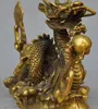 8 Chinese Fengshui Lucky brass Wealth Success Zodiac Dragon Beads show Statue195x