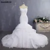 Amandabridal Bride Dress Sexy Mermaid Wedding Dresses Vintage Lace Bridal Gown 2022 With Detachable Straps Pleat Layer302N