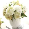 2022 Newwedding Flower White Pink Champagne 6 Färger Artificial Silk PeonyBride Peony Bouquet