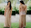 Lange Pailletten Rose Goud Bruidsmeisjes Jurken Pailletten Een Schouder Plus Size Bruiloft Gast Jurken Arabische Bruidsmeisje Jurken Wholesal200A