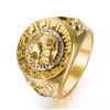 Gouden kleuren klassieke heren stijl punk hip hop ring cool leeuwenkop band gouden ring sieraden