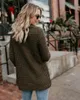2018 Ny avslappnad kvinnlig tjock stickning cardigan halsduk nacke oregelbundna toppar knappar streetwear kvinnor grön färg tröja varm sälja