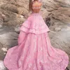肩のサイドスプリットレースのイブニングドレスセクシーなドバイ女性ヴェスディドデスデス島のヴォージャアブルオーバースカートのゴージャスなアップリケマーメイドウエディングドレス