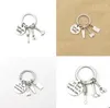 Letter Keychain Key Ring Hand Tools Hammer Screwdriver Wrench pendants Fashion Jewelry