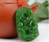 Kinesisk Naturlig Grön Färg Jade Handskuren Harmony DragonPendant + Rope Necklace