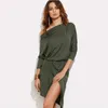 Robe d'automne 2018 femmes Streetwear asymétrique col diagonal une épaule sans bretelles Sexy douce femme robes vêtements