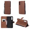 Gewone lederen portemonnee kisten voor Samsung S23 Ultra A14 5G A23E S22 plus M32 A13 5G M52 LG Stylo 7 6 Flip Cover ID Card Slot Business Mobile Phone Pouch -band