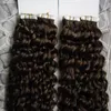 Kinky Curly Human Hair Extensions Hud väftband i hår 40 stycken tejp i mänskliga hårförlängningar 100g