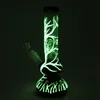 Glow In The Dark Hookah 4 Arms Tree Perc Glass Water Pipe UV Bongs Diffused Downstem Beaker Bong With Bowl GID01