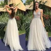 Sparkly 2019 Prom Dresses Sexy Deep V Neck Sleeveless Backless Beads Sequins Top Tulle Evening Party Gowns Custom Made High Quality