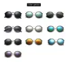 Lunettes de soleil de haute qualité pour hommes Woman Brand Design Sun Glasses Vintage Metal Round Frame Reflective Enrobage Eyewear avec des étuis et 5762549