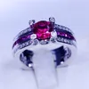 Victoria Wieck Jewelry wedding band rings for women men 3ct Red 5A Zircon Cz 925 Sterling silver Birthstone Female Ring set