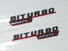 1Pair Matte Black Chrome Turbo 4Matic Biturbo 4Matic Emblem Badge Fender Side Supercharge Logo Car Styling Sticker för Mercedes B9601546