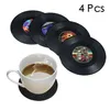 6/4Pcs Retro Vinyl CD Record Drinks Coasters set Home Table Cup Mat Creative Coffee Drink Placemat Tableware Spinning Funny gift