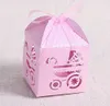 Taufe Gunst Boxen, 2,2''x2,2''x2,2''Laser schneiden Geschenk-Boxen mit 50 Bändern für Baby Shower Gefälligkeiten Taufe Dekorationen erste Geburtstagsparty,