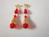 Accesorios de novia, vestido chino, accesorios de disfraz Tang, pendientes rojos, pendientes de fotos de boda con perlas de mariposa, clip para oreja con gancho para la oreja