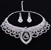 Nowy Bliski Wschód Kryształy Wedding Bride Biżuteria Zestaw akcesoriów (Kolczyk + Naszyjnik) Crystal Leaves Design z Faux Pearls HKL53