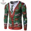2017 Yeni Men039S T Shirt Sıradan Noel 3D Baskılı Komik Feliz Navidad Çirkin Kazak Uzun Kollu Tshirts Oneck Silm Üstleri GI1397269