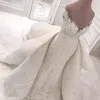 Luxo babados vestidos de noiva 2018-2019 Lace fora da capela de ombro vestidos nupciais com trem destacável personalizado vestidos de casamento