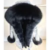 Genuine Silver  Fur Collar Hooded Long Casual Parkas Women Winter Real Raccoon Fur Lining Coat Jacket
