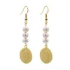 Fashionable religious series electroplating real gold earrings women natural freshwater pearl jewelry