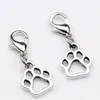 100 sztuk / partia Tybetański Silver Alloy Paw Print Charms Zapięciem Lobster Dangle Fit Bransoletka Biżuteria DIY DIY 26x12mm