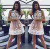 2019 Sexig Sheer Lace Appliqued Short Homecoming Dress Vintage A Line Juniors Sweet 18 Graduation Cocktail Party Dress Plus Size Custom Made