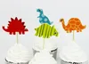 Dinozaur Cake Toppers Cartoon Cupcake Topper Cake Decoration Insert Card Birthday Party Supplies z kijami 24 sztuk / Pack1