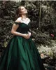 2019 Hunter Green Off Ramię Balowa Suknia Quinceanera Suknie Koronkowe Aplikacje Kryształ Zroszony Słodki 16 Plus Rozmiar Party Prom Dress Suknie Wieczorowe