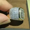 Luxury Hip Hop Micro Pave Cz Stones All Iced Out Bling Ring 925 Silver Gold Plated Hip-Hop Rings for Men smycken Present Party Storlek 82520