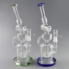 12-Inch Green Cyclone Helix Recycler Hookah Bong Oil Rig Perc Glass Bubbler Pipe with Handle Bowl