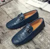 2018 Nuovo stile coccodrillo traspirante scarpe da driver doug mocassini fatti a mano di lusso slip on scarpe eleganti da uomo d'affari di marca italiana designer H1