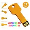 Oro 10 unids/lote llave de Metal 4G 8G 16G 32G USB 2,0 unidades Flash Pen Drive almacenamiento memoria USB para ordenador portátil Macbook