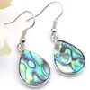 Luckyshine 925 Silver Plated Waterdrop Örhängen Vintage Natural Abalone Shell Drop Earrings För Kvinnor Mode Smycken