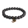 2 stks / partij Natural 8mm Lava Stone Kralen Armband Zwart Onyx Tibetaanse Boeddha Strand Armbanden voor Mannen Nieuwe Design Yoga Sieraden