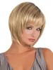 Comme la mode des cheveux humains sexy naturel dame courte droite blonde pleine perruque perruque