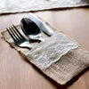 Vintage Wedding Decoration Tableware Pouch Cutlery Holder Burlap Lace Rustic Decor Disposable Party Tableware