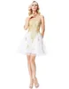 Grace Karin Court Blanc Cocktail Robes De Bal Chérie Or Appliques Robes Formelles Cocktail Jurk Tulle Coctail Robes DH374