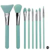 8pcs Professional Women Useful Silicone Face Eye Lip Mud Mixing Eyeshadow Powder Mask Makeup Brushes Set Cosmetic Tool